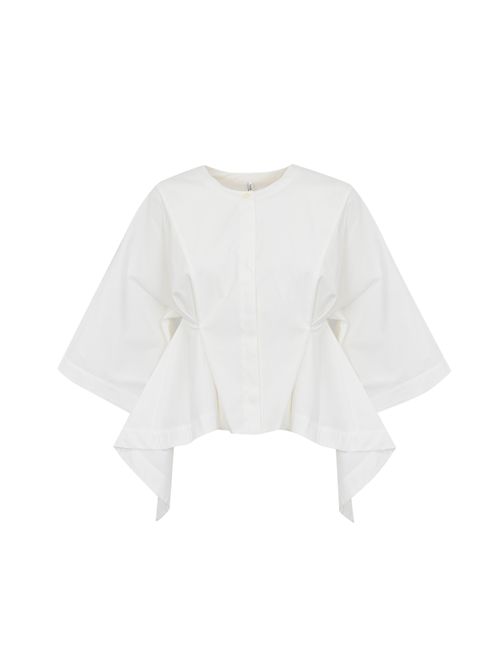 Camicia con pieghe in cotone Bianco Liviana Conti | F5SK13A01-0